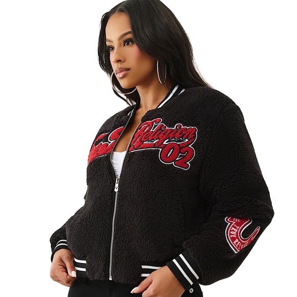 •Street Heat• Varsity Chenille Teddy Bomber – Cozy Street-Chic Vibes - Picture 2 of 4
